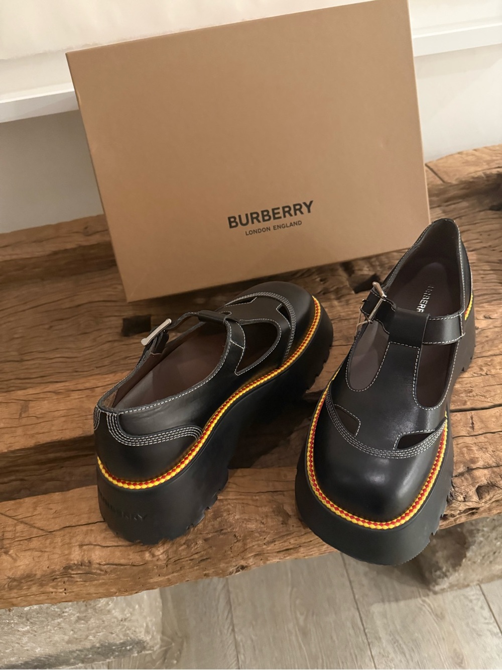 BURBERRY Black Platform Mary Jane Shoes with Buckle - Picture 8 of 14
